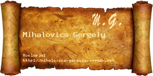 Mihalovics Gergely névjegykártya